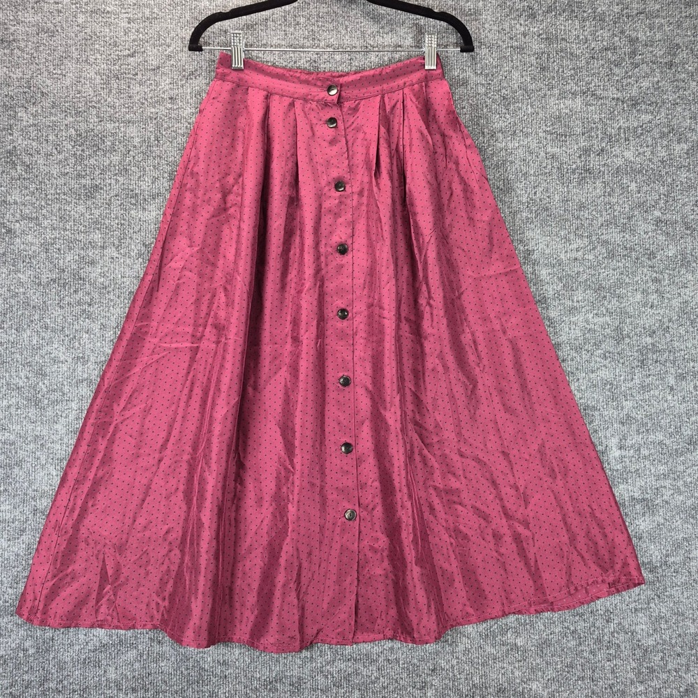 The Limited Skirt Silk Polka Dot Button Front 4 Burgundy Women